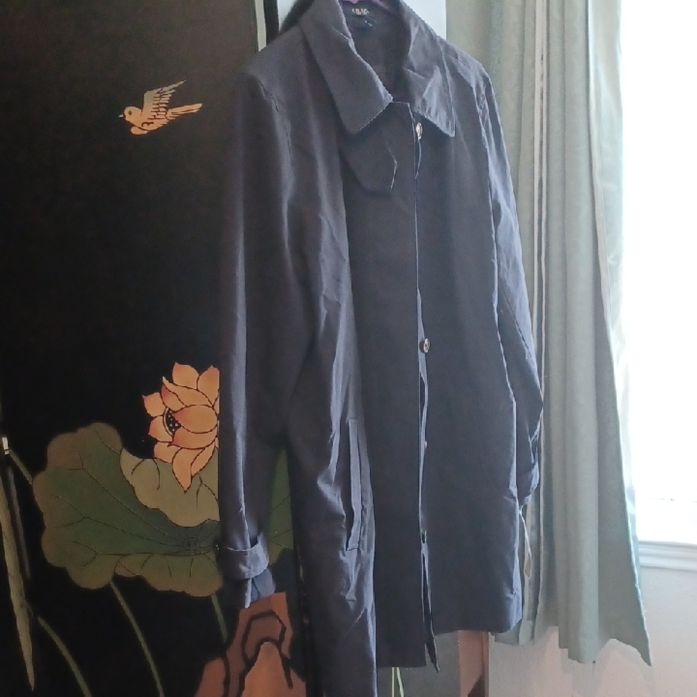 Chaps Dark Blue Trench Coat for Women